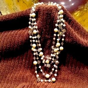 Vintage 5 Strand Faux Pearl Necklace, 17”